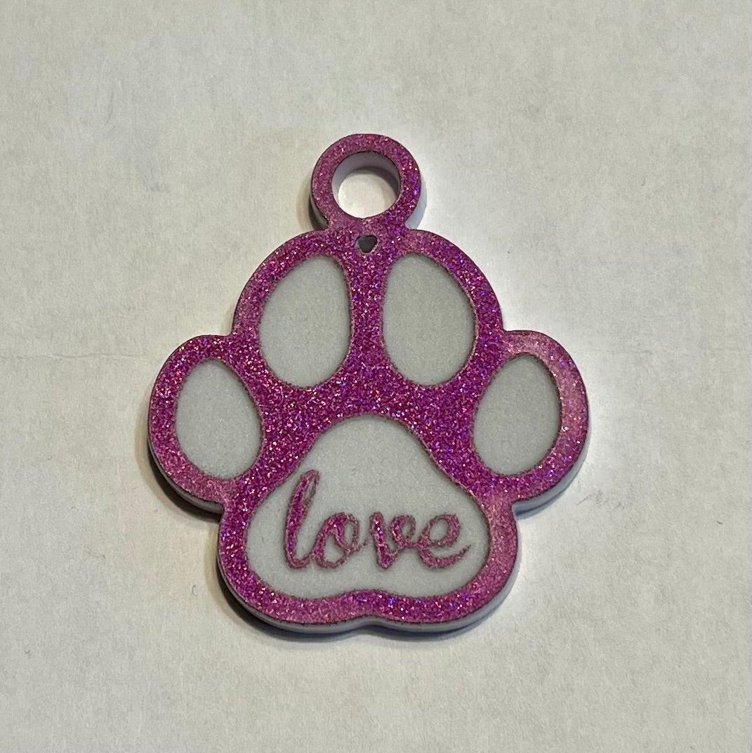 Dog Paw Print Keychain Charm