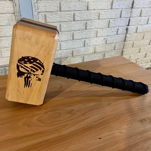 Large Thor Hammer with Skull engraving.