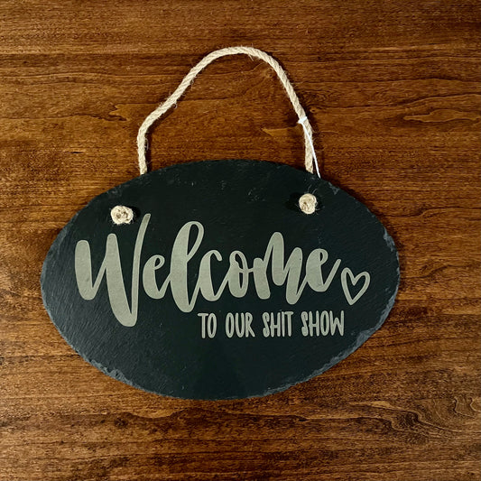 Oval Slate Decor Sign